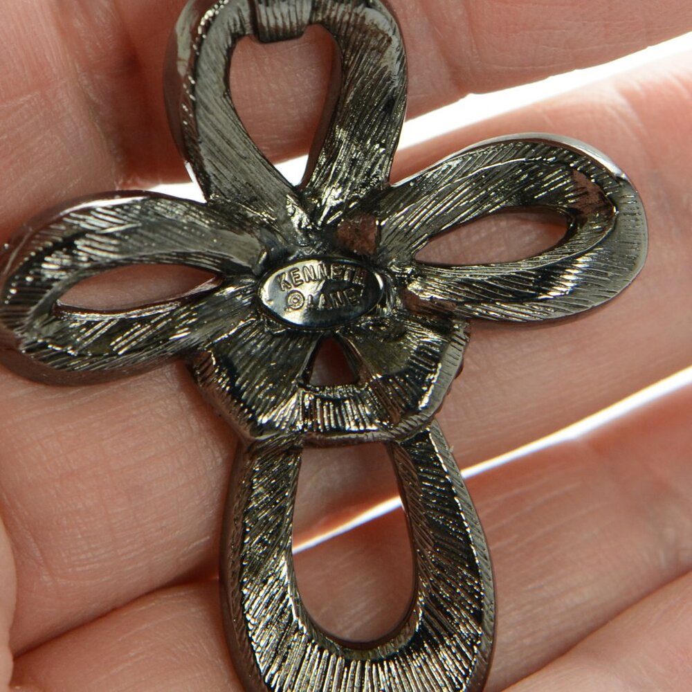 Kenneth Jay Lane Kjl Gunmetal Crystal Cross Penda… - image 3